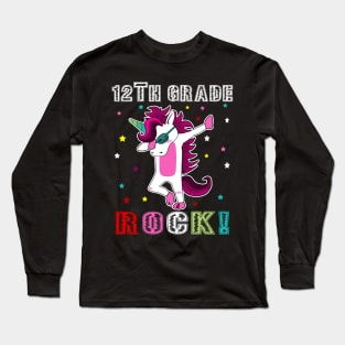 12th Grade Rocks - Dabbing Unicorn Long Sleeve T-Shirt